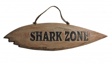 Holzschild ca. 39cm x 14cm - Shark Zone mit Biss