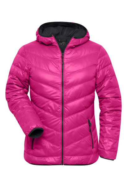 Superleichte DAUNEN JACKE mit Kapuze - DAMEN - magenta/anthrazit