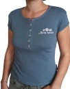 Damen Kurzarm T-Shirt mit Knöpfe, Logo-Stickerei an der Brust