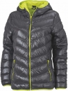 Superleichte DAUNEN JACKE mit Kapuze - DAMEN - anthrazit/gelb